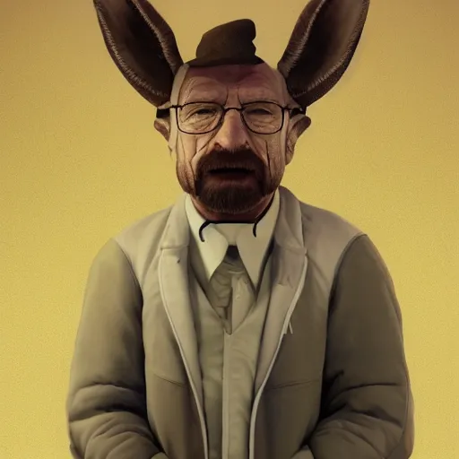 Image similar to Walter white as an anthropomorphic Donkey, huggy wuggy from poppy playtime video game, fullbody, ultra high detailed, glowing lights, oil painting, Greg Rutkowski, Charlie Bowater, Beeple, unreal 5, DAZ, hyperrealistic, octane render, RPG portrait, dynamic lighting, fantasy art, beautiful face
