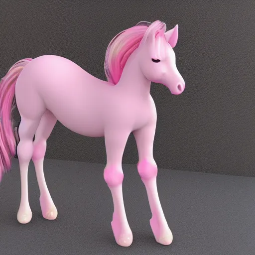 Image similar to pink pony full body, full detail hiperealistic