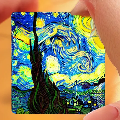 Image similar to van gogh ( happy ) ( painting starry night ) stop motion vinyl action figure, plastic, toy, butcher billy style