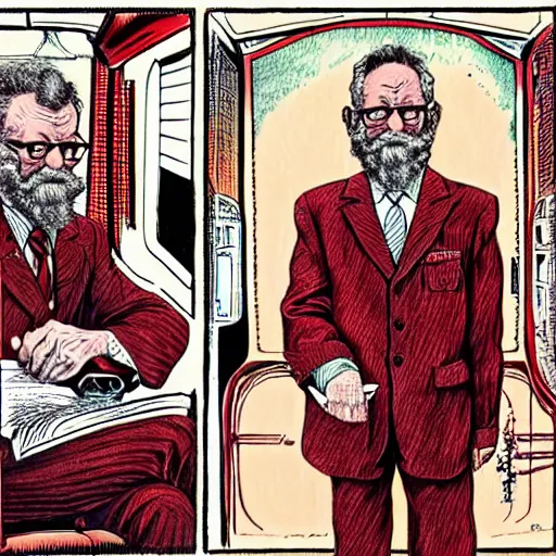 Image similar to The Artwork of R. Crumb and his Cheap Suit Santa Claus tells you to be good , pencil and colored marker artwork, trailer-trash lifestyle
