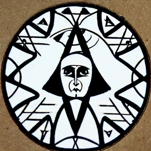 Prompt: occult ancient asymmetric tarot sacred geometry demon angel
