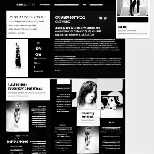 Prompt: black on white webdesign in style of eric hu, y 2 k, brutalism, acid, techno