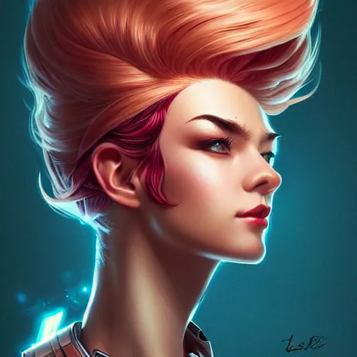 Image similar to head and shoulders portrait of VI from League of Legends, illustration, medium shot, intricate, elegant, highly detailed, digital art, ffffound, art by JC Leyendecker and sachin teng