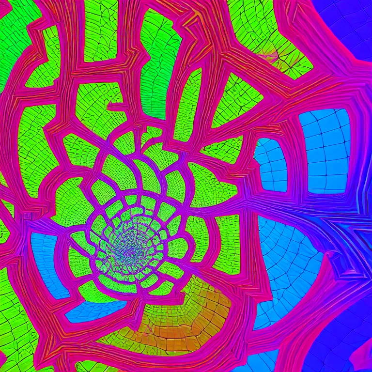 Prompt: symmetrical generative art of a psychedelic sonic fibonacci mandelbulb kaleidoscope isometric voxel 3 d superstructure in vivid colors, perfect symmetry