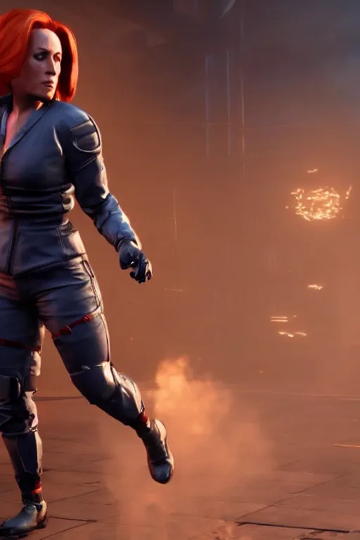 Image similar to Dana Scully in Mortal Kombat 11, ps5 cinematic screen capture, 4k