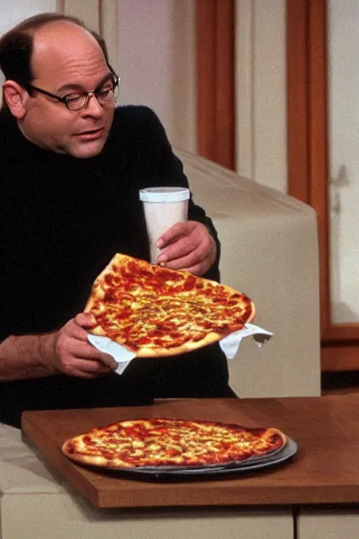 Prompt: George Costanza eating pizza