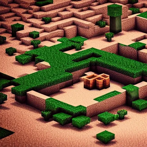 Prompt: a minecraft village in a desert biome. 3 5 mm studio photograph by artem demura.