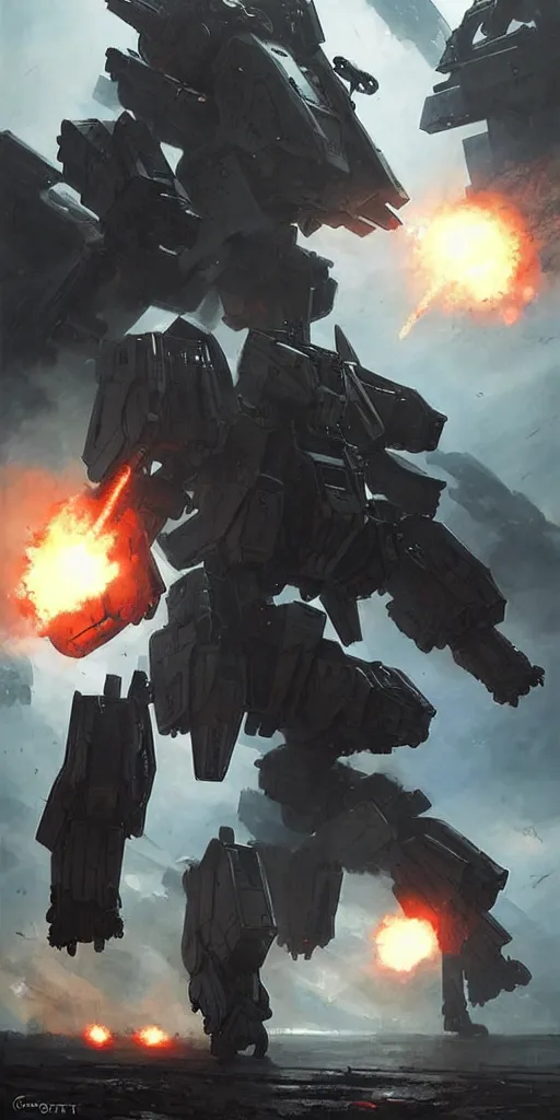 Prompt: an armored core v on the ground, booster flares, legs, laser rifles, karst landscape ; cinematic contrast, dynamic backlighting, sharp edge, motion blur, art by greg rutkowski