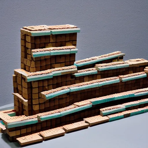 Image similar to ship of theseus made of blocks,