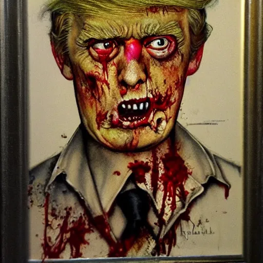 Image similar to zombie donald trump by norman rockwell