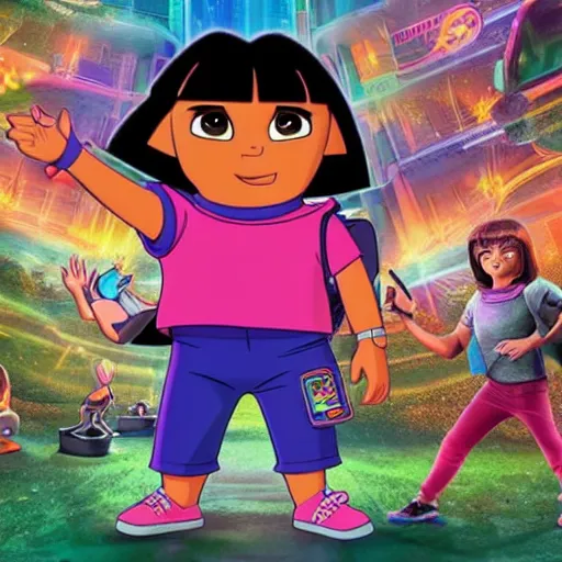 Image similar to Dora the explorer live action thriller cyber punk John Travolta directed by Michael Moore