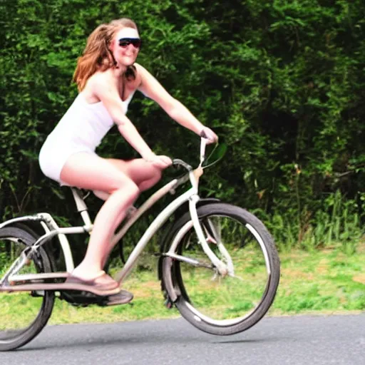 Prompt: Lauren Verno riding a bike