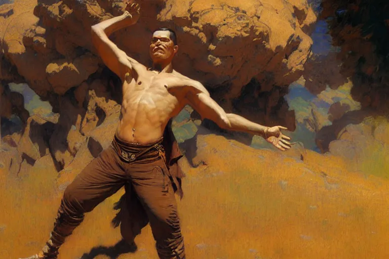 Image similar to earth bender, painting by gaston bussiere, craig mullins, j. c. leyendecker