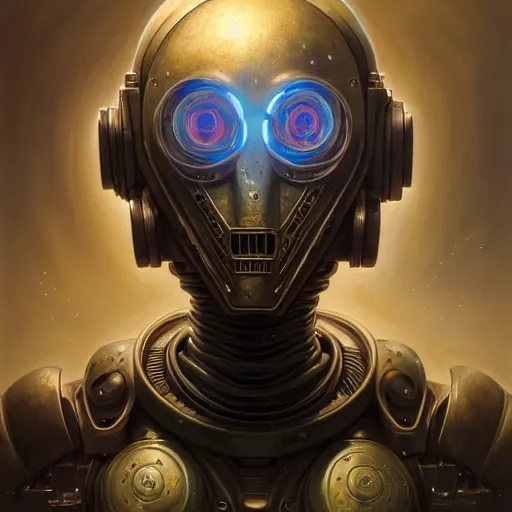 Image similar to low angle shot of a cyberpunk gazmask robot character, intricate, elegant, highly detailed, centered, digital painting, artstation, concept art, smooth, sharp focus, illustration, artgerm, Tomasz Alen Kopera, Peter Mohrbacher, donato giancola, Joseph Christian Leyendecker, WLOP, Boris Vallejo