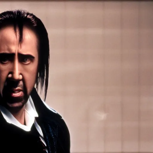 Prompt: Nicolas Cage as Neo in Matrix