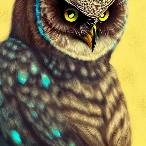 Image similar to beautiful furry owl portrait, beautiful woman, digital art, art