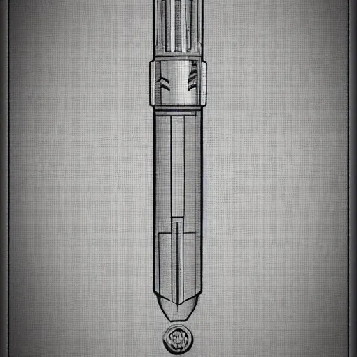 Prompt: technical blueprint of lightsaber, pencil style