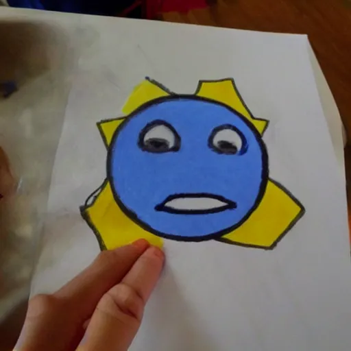 Image similar to childs drawing of 😍 emoji and 👍 emoji