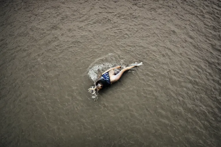 Prompt: overhead shot of a man snorkeling underwater in between submerged amsterdam buildings after the flood, photograph, natural light, sharp, detailed face, magazine, press, photo, Steve McCurry, David Lazar, Canon, Nikon, focus