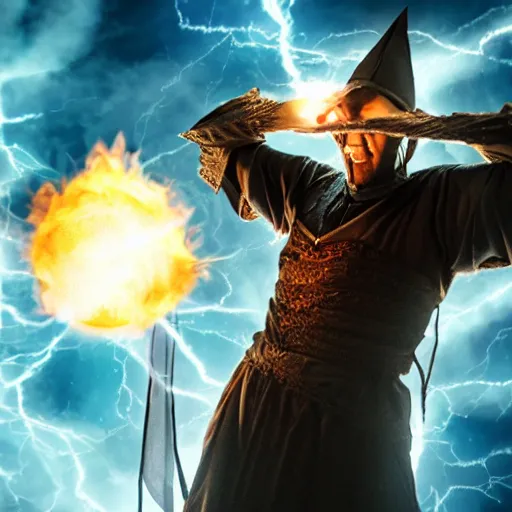 Prompt: wizard throwing an orb of fire