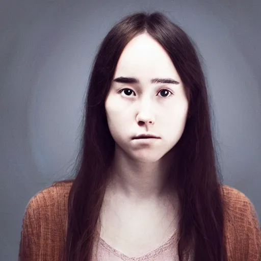 Prompt: a masterpiece portrait photo of a beautiful young woman who looks like a korean ellen page, symmetrical face