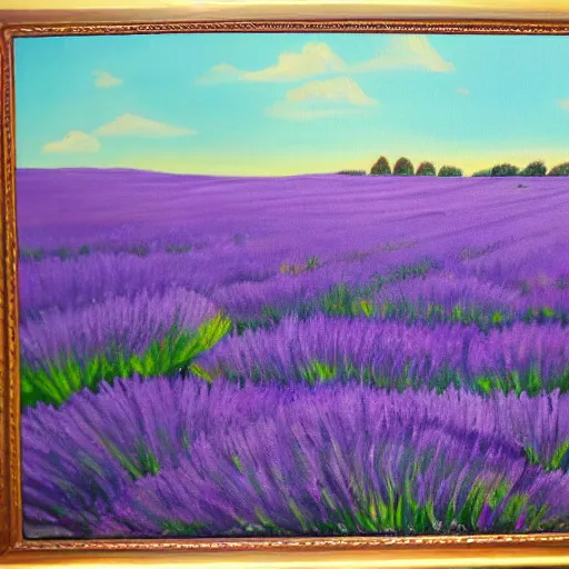 Image similar to painting of lavender field, highly detailed