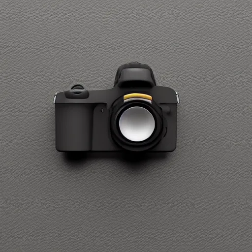 Image similar to Very tiny DSLR model, iOS emoji, 3D clay render, 4k UHD, octane render, white background, isometric top down left view, diffuse lighting, simplistic