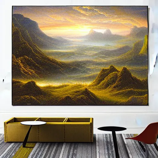 Image similar to a masterpiece hyper realistic prehistoric landscape, golden hour