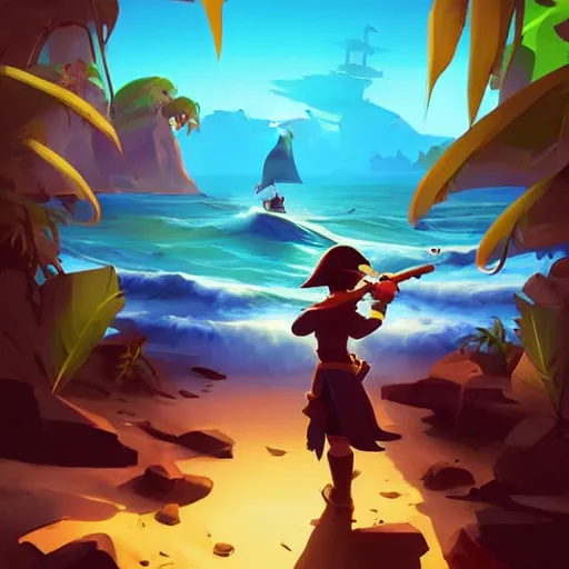 Image similar to painting treasure on sea of thieves game smooth median photoshop filter cutout vector, behance hd by jesper ejsing, by rhads, makoto shinkai and lois van baarle, ilya kuvshinov, rossdraws global illumination