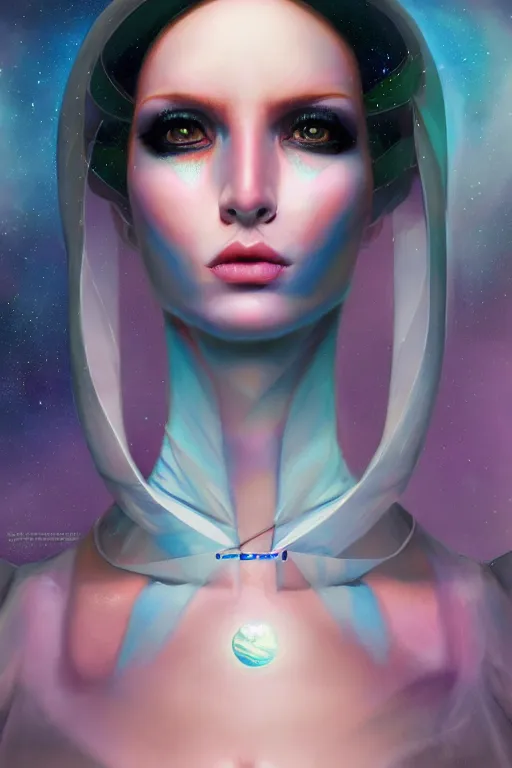 Prompt: digital portrait of an eloquent alien diamond queen, straight on, full body character concept art, concept art, by artgerm, tom bagshaw, gerald brom, vaporwave colors, lo fi colors, vaporwave, lo fi, 4 k, hd, rendered with substance designer, small details,
