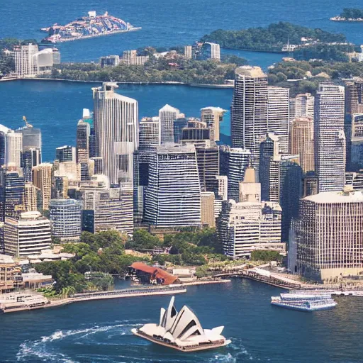 Image similar to a photo of the statue of liberty and the sydney opera house standing next to each other, high quality, 4 k, handheld, photorealistic