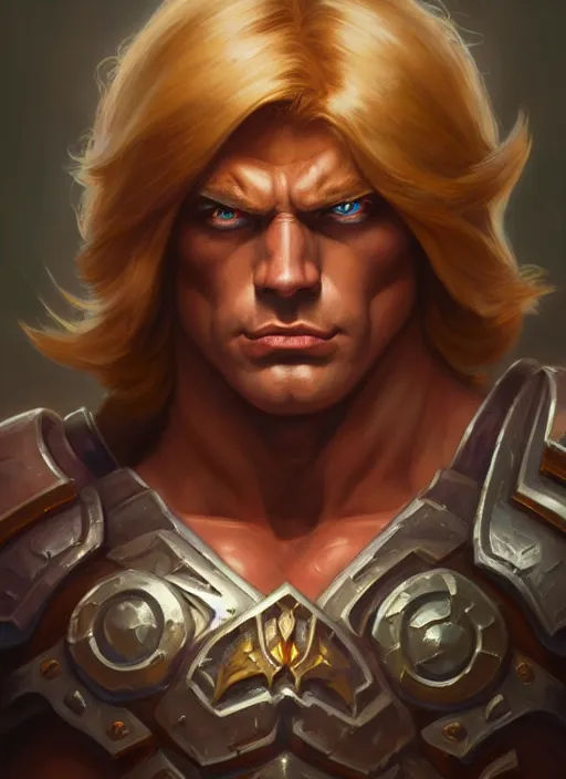 Prompt: he - man, closeup portrait, sci fi, fantasy, intricate, with german iron cross on bare chest, elegant, loin cloth, highly detailed, oil painting, artstation, concept art, matte, sharp focus, illustration, hearthstone, art by artgerm and greg rutkowski and alphonse mucha