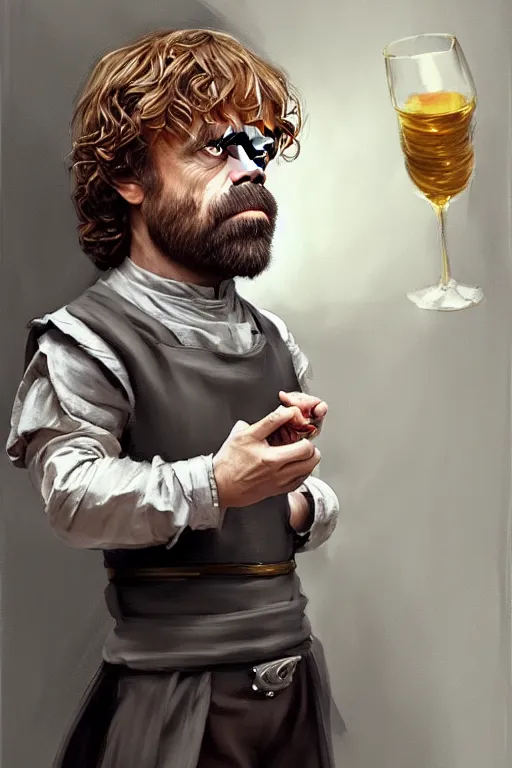 Image similar to tyrion lannister working in a winery, animation pixar style, by magali villeneuve, artgerm, jeremy lipkin and michael garmash, rob rey and kentaro miura style, golden ratio, trending on art station