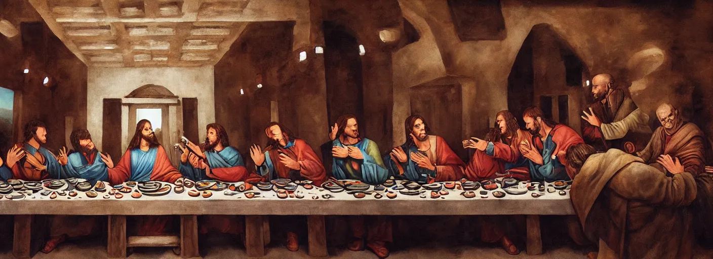 Image similar to the last supper with star wars characters.