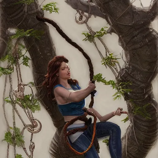 Image similar to highly detailed concept art of a car tire rubber hanging from a tree by a noose illustration, art by artgerm and donato giancola and Joseph Christian Leyendecker, Ross Tran