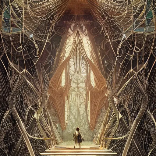 Prompt: modernist bauhaus style neverending story fractal palace, ultra realistic, concept art, intricate details, serious, highly detailed, photorealistic, octane render, 8 k, unreal engine, art by todd mcfarlane and artgerm and greg rutkowski and alphonse mucha