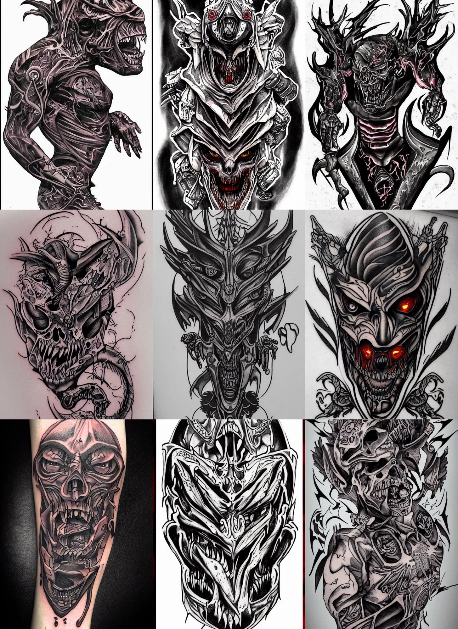 Image similar to Tattoo Design demonic cyborg