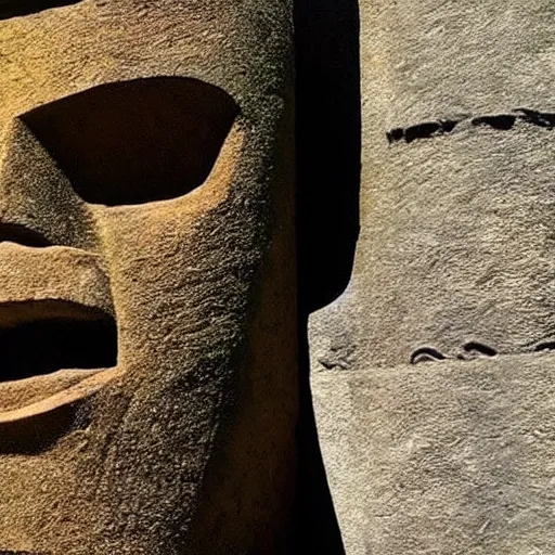 Image similar to 'Kanye West'!! as a moai head on easter Island