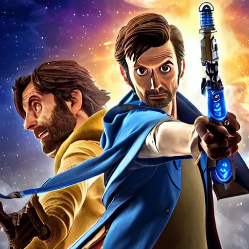 Image similar to David Tennant as Dr Who in Breath of the Wild, gameplay screenshot