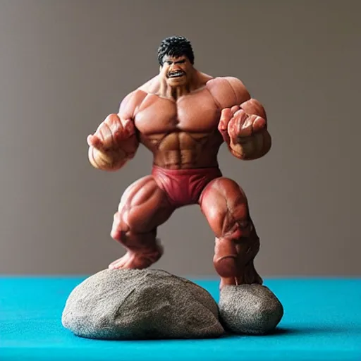 Image similar to realistic rock figurine, hulk toy