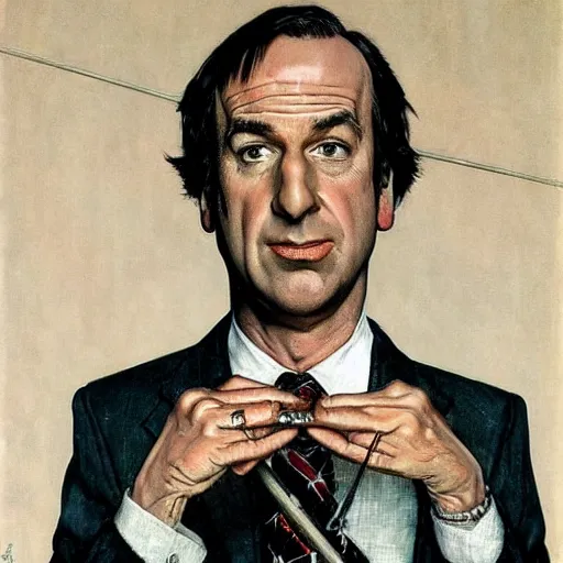 Image similar to saul goodman by norman rockwell