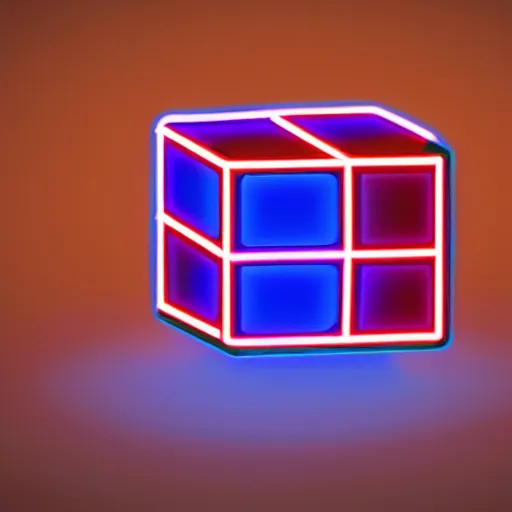 Prompt: digital concept art of a neon 3x3 rubik’s cube, glowing, cubes filled with neon gas, hd, 8k, cinematic lighting, rim lighting, product image