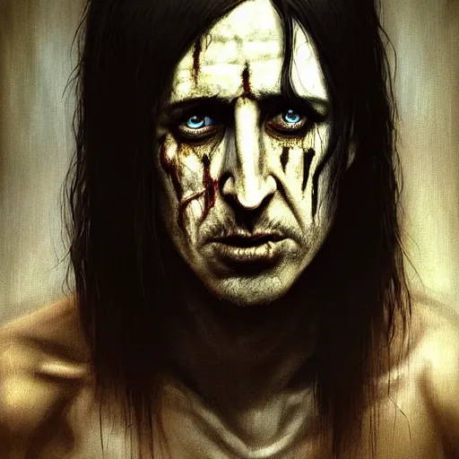 Image similar to color portrait of young and handsome zombie trent reznor from nin as a zombie with shoulder length hair, 7 days to die zombie, gritty background, fine art, award winning, intricate, elegant, sharp focus, cinematic lighting, digital painting, 8 k concept art, art by brom, art by guweiz and z. w. gu, art by michael hussar, 8 k