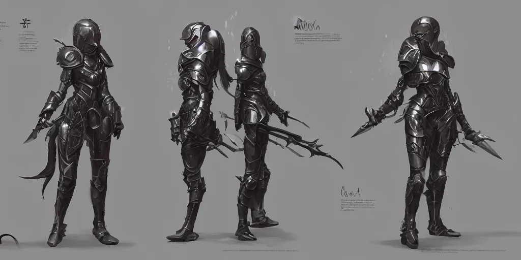 Image similar to realistic futuristic girl medieval armor metal clean design by apple , character sheet, Greg Rutkowski, Zabrocki, Karlkka, Jayison Devadas, Phuoc Quan, trending on Artstation, 8K , zenith view, pincushion lens effect.