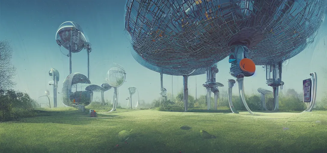 Prompt: futuristic abandoned park, sci - fi, digital art by beeple and simon stalenhag