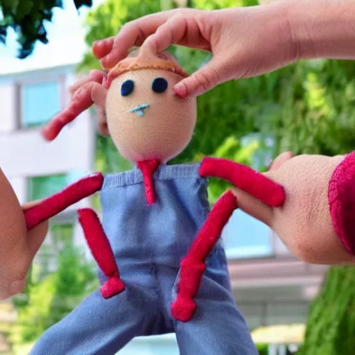 Image similar to a real person as a string puppet