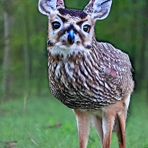 Image similar to photo of a hybrid between a deer and an owl