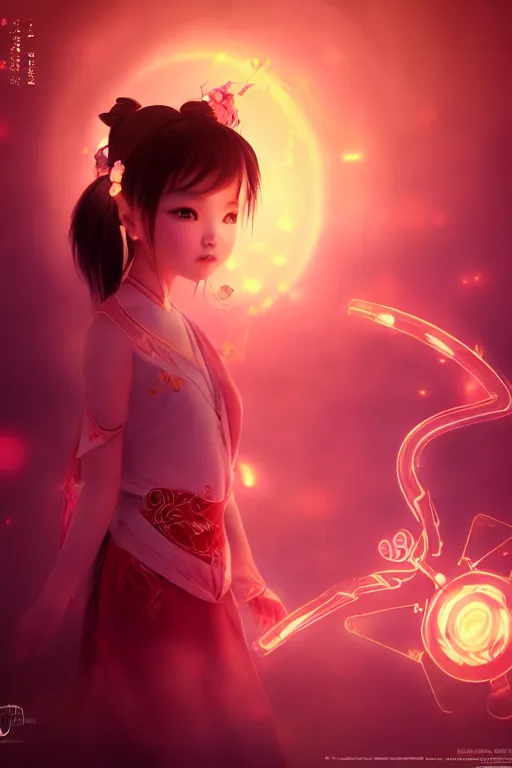 Image similar to cute nezha, mainland china, soft lights, cinematic, character concept design, highly detailed, volumetric light, symmetrical portrait, by new gods : nezha reborn, nezha : birth of the demon child, i am nezha, 8 k - - wallpaper