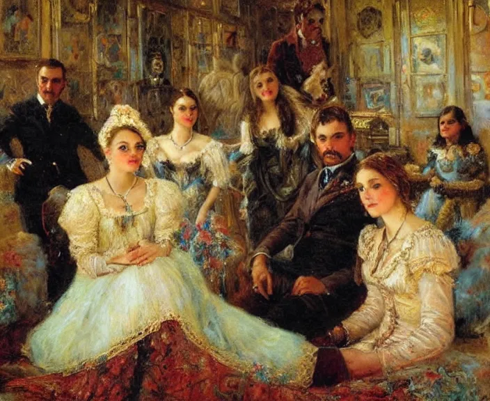 Image similar to Gaston Bussiere portrait of the Madrigal family from Encanto