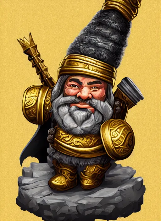 Prompt: dwarf fighter king, gold, exquisite details, white background, by studio muti